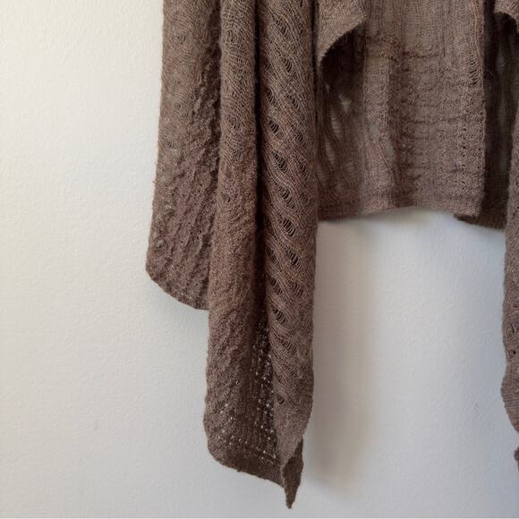 Eileen Fisher 100% Baby Alpaca Cardigan Sleeveless High Low Hem Soft Long Brown - Picture 3 of 11